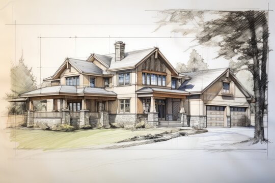 Creating a custom house design through hand drawing, incorporating a gradual transition that unveils a photograph.