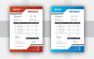 Invoice minimal design template. Bill form business invoice accounting