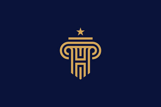 Lawyer logo design vector with leter H inside