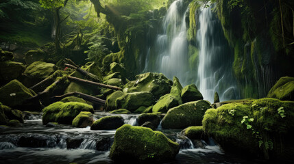 waterfall nature mountains forest river landscape