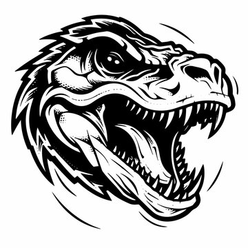 Dinosaur Tyrannosaurus Fangs Teeth Scary Monster Predator Jurassic Prehistoric Lizard Giant Tattoo Print Logo