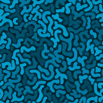 Vector hand drawn denim blue monochrome purifier fish skin seamless pattern