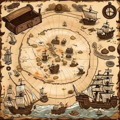 Fototapeta na wymiar pirate map