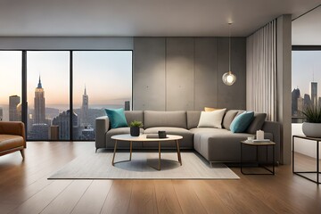 living room interior   generated by AI technology 