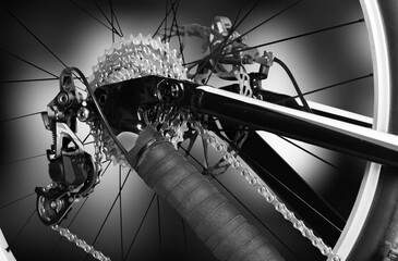Bicycle disk bike wheel, gray background