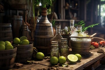  Refreshing Fruit Infusions in a Serene Distillery Scene