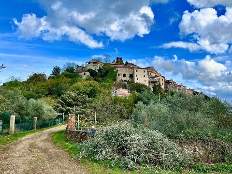 Vecchietto , small town during the Via Francigena in Autumm, Aulla, Italy
