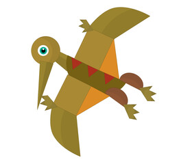 Cartoon dinosaur pterodactyl or other dino bird isolated illustration for kids © honeyflavour