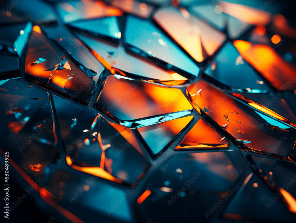 Poster broken glass. abstract background. shallow depth of field. toned. generative ai