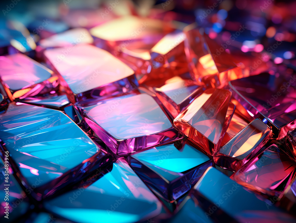 Poster abstract background with colorful glass cubes. Generative AI
