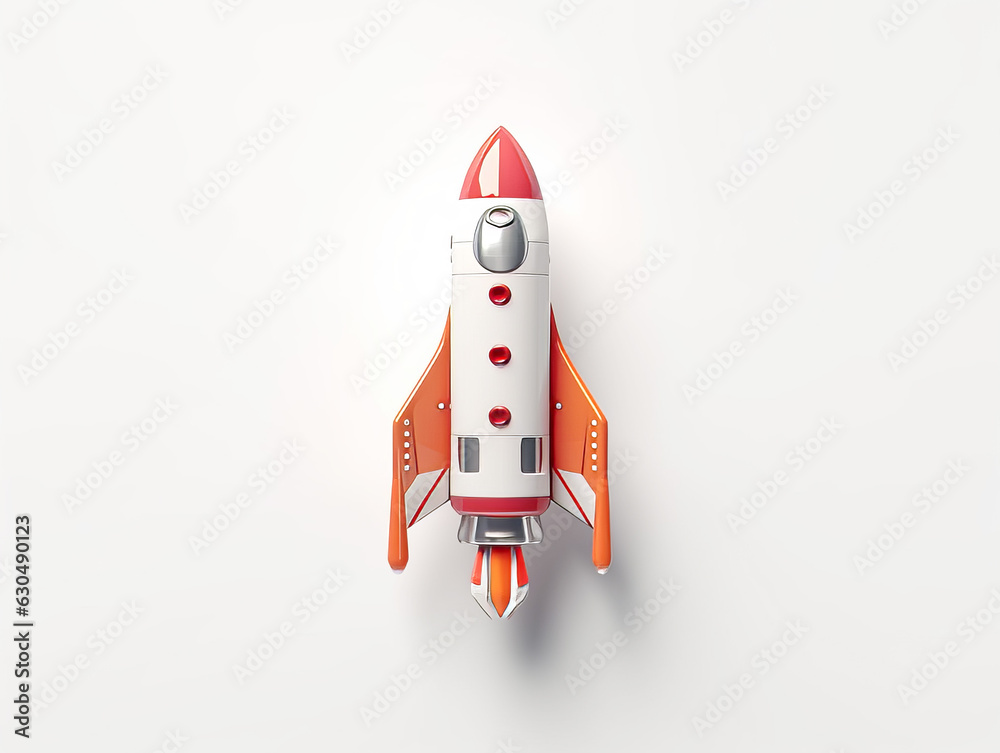 Poster rocket on a white background. generative ai