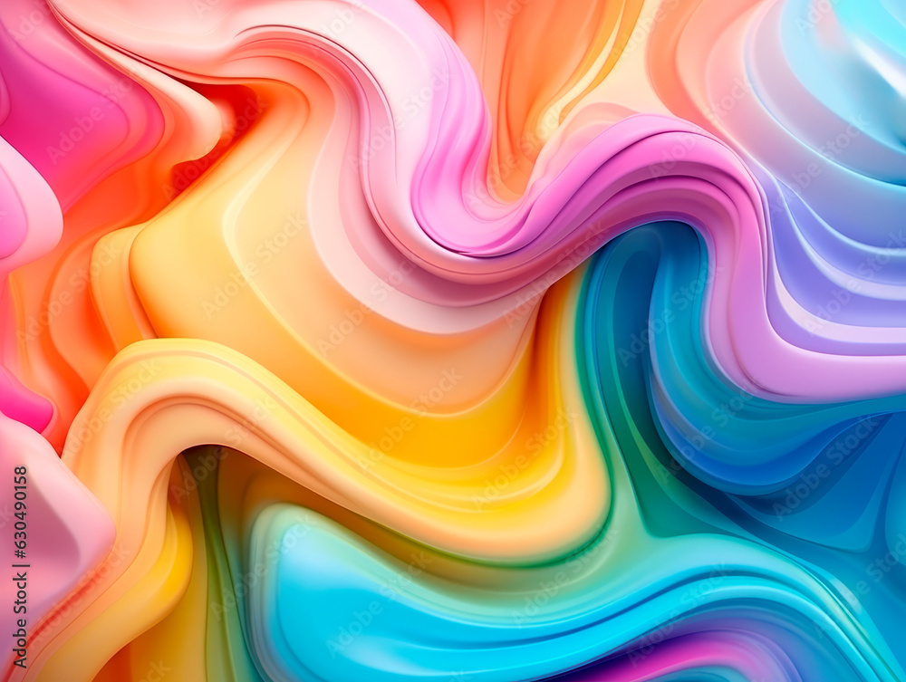 Poster abstract colorful background with smooth lines in rainbow colors. Generative AI