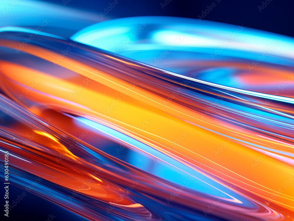 Aufkleber abstract background with smooth lines in blue and orange colors. generative ai