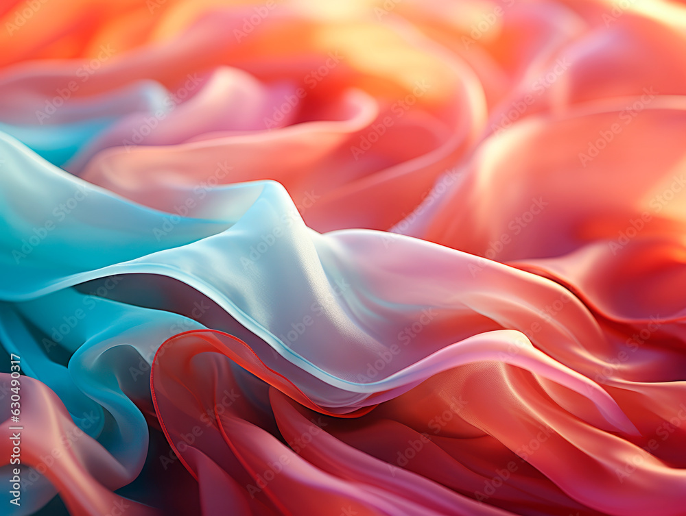 Poster abstract background of colorful silk or satin twirling in the wind. generative ai