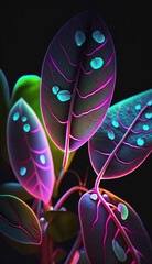 Neon glowing Jewel Orchid Leaves