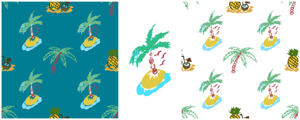 Set drawings with wax crayons. Print for cloth design, textile, fabric, wallpaper, wrapping paper