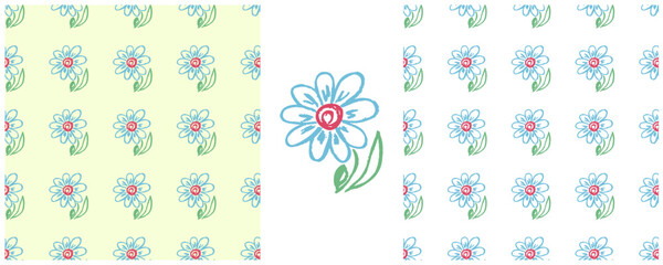 Set drawings with wax crayons. Print for cloth design, textile, fabric, wallpaper, wrapping paper