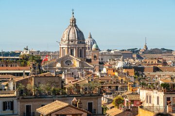 Fototapeta na wymiar Rome old city skyline with romes of churches, Rome, Italy