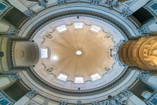 Interior  and ceilings of Santa Maria in Montesanto, Rome, Italy