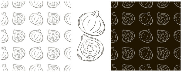 Monochrome Seamless pattern. Set in hand draw style. Can be used for fabric and etc