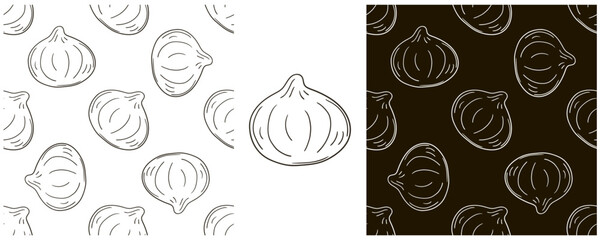 Monochrome Seamless pattern. Set in hand draw style. Can be used for fabric and etc