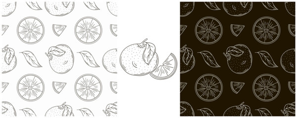 Fototapeta na wymiar Monochrome Seamless pattern. Set in hand draw style. Can be used for fabric and etc