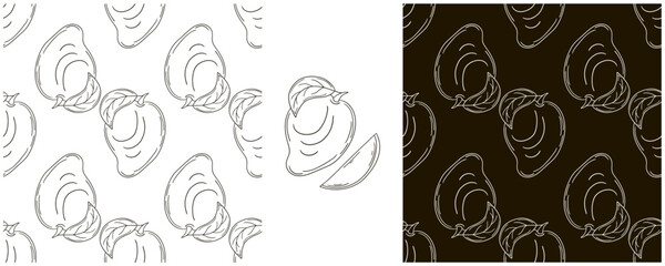 Monochrome Seamless pattern. Set in hand draw style. Can be used for fabric and etc