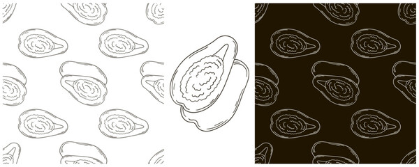 Monochrome Seamless pattern. Set in hand draw style. Can be used for fabric and etc