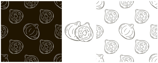 Monochrome Seamless pattern. Set in hand draw style. Can be used for fabric and etc