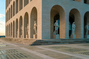 Palazzo della Civiltà Italiana building, Fascist monument built in neoclassical style in Rome,...