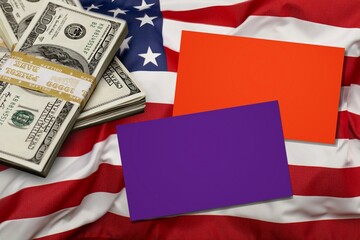 american flag with money, elections concept,