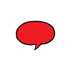 Fototapeta premium Cartoon red speech bubble hand-drawn on a white background.