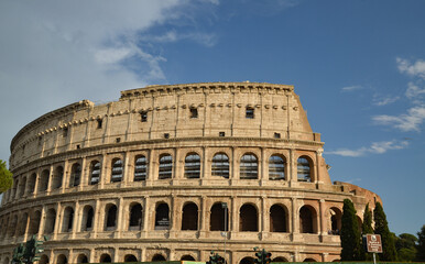 Fototapeta na wymiar Western exterior side of the Colosseum, Rome, Italy