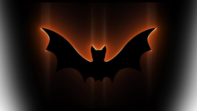 bat loop animation for halloween holiday decoration banner. Zoom in with orange or blue colors glowing in dark background
