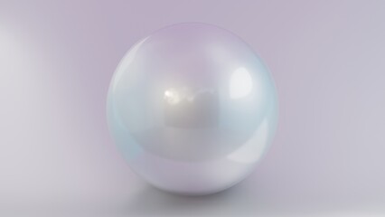 Pearl on a colored background with shadows and lighting. Graphic 3D illustration.
