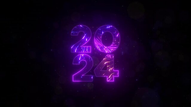 Festive fireworks show, firecrackers in the night sky. Happy celebration, joy and fun atmosphere. New Year's Eve 2024. Creative Christmas background. Seamless loop
