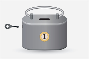 Moneybox. The piggy bank and coins we use for savings. Coin slot, donation box. No box. Donate to charity. Do not save dollar money in piggy bank.