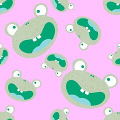 Cartoon animals seamless frogs pattern for wrapping paper and fabrics and kids clothes print and fashion textiles