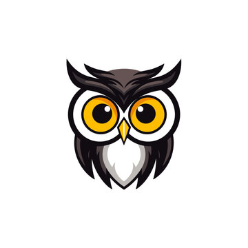 Vector logo owl, owl icon, owl head, sticker