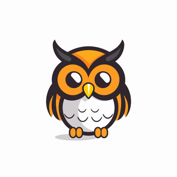 Vector logo owl, owl icon, owl head, sticker