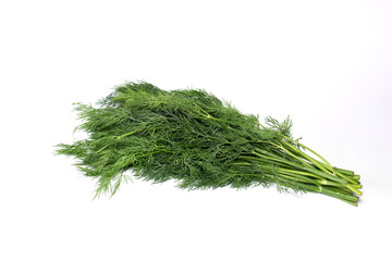 Bunch of fresh dill isolated on a white background.