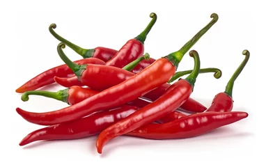 Abwaschbare Fototapete Scharfe Chili-pfeffer Red chili peppers, isolated on white background