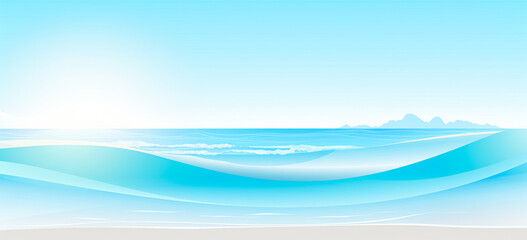 Fototapeta premium Beautiful sunny beach with blue water. illustration style. Ai generation