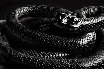 close up of a black snake