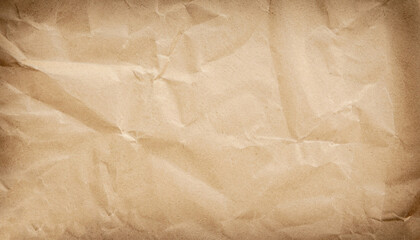 Brown recycled kraft paper crumpled vintage texture background for letter. Abstract parchment old...