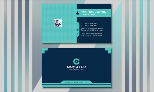Set of modern business card print templates. Personal visiting card with company logo. Vector illustration. Stationery design