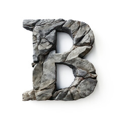 letter B in the shape of stone, granite typography letter font illustration, alphabet abc