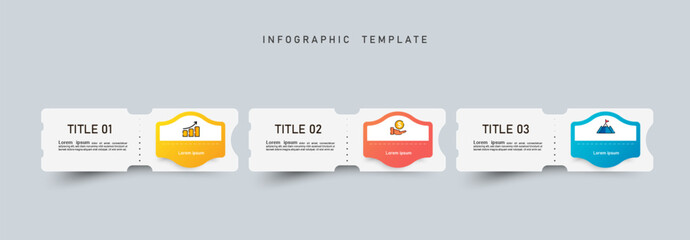 Three steps Infographics banner design template.