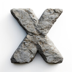 letter X in the shape of stone, granite typography letter font illustration, alphabet abc