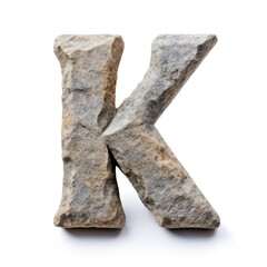 letter K in the shape of stone, granite typography letter font illustration, alphabet abc